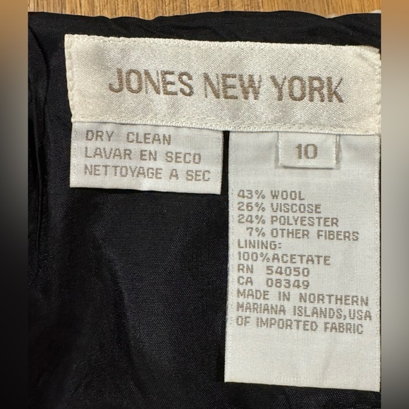 Jones New York Black & White Plaid Wool Blend Skirt | Size 10 - Picture 7 of 7